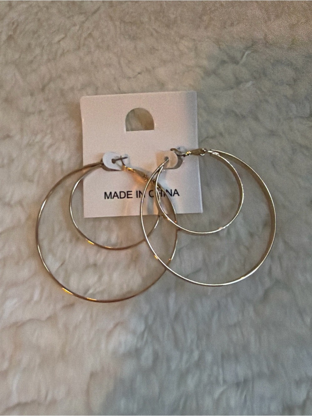Boohoo Silver Double Hoop Drop Earrings